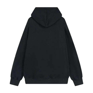 เสื้อฮู้ดโอเวอร์ไซส์ประดับเพชร สไตล์ฮิปฮอปสำหรับผู้ชาย สีดำ ผ้าฝ้ายถัก ซิปด้านหน้า ลายตัวอักษร สำหรับใส่ในฤดูใบไม้ร่วง - Product Image 2