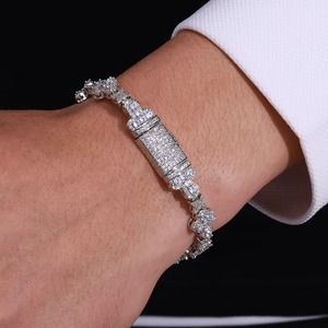 Bracelet de luxe en or plaqué avec diamants Moissanite VVS, certifié IGI, qualité EF, coupe brillante, chaîne cubaine, bijoux fins - Product Image 5