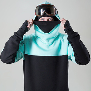 Custom Men's Extra Long Tall Hoodie Snowboarding Technical Fleece Streetwear Oversized Sweatshirt with Mask <b>Thumb</b> Hole <b>Cuffs</b> - Product Image 2