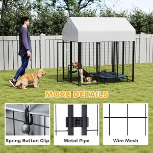 Recinto per Cani da Esterno Resistente 6FT X 4FT X 6FT in Rete Saldata con Chiusura Antifuga, Cuccia per Cani con Tetto, Trasportino per Animali - Product Image 6
