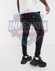 Men's Black Sweatpants With <b>White</b> Side Stripe Elastic Waist Casual <b>Joggers</b> Breathable Knitted Spandex Cotton Pants Autumn Wear - Product Image 3