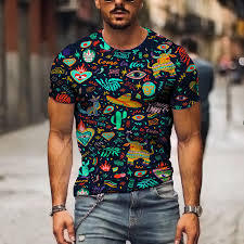 เสื้อยืดดิจิตอลพิมพ์ลายเรขาคณิตสำหรับผู้ชาย สไตล์ชายหาด ฤดูร้อน เนื้อผ้าคุณภาพพรีเมียม ร้านค้าออนไลน์ - Product Image 3