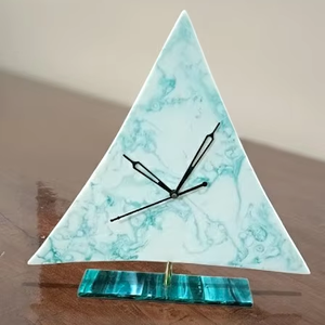 Handmade Resin Triangle Art Deco Desk <b>Clock</b> with Quartz <b>Movement</b> for Office & Living Room High Quality by the FASHION CRAFT - Product Image 1