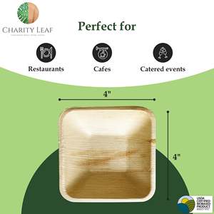 Ciotola Quadrata Monouso in Foglia di Palma Naturale da 4 Pollici - Product Image 4