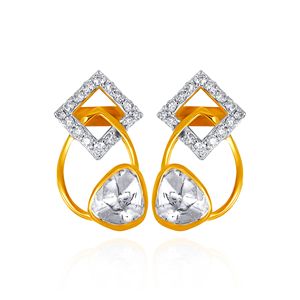 Pendientes Colgantes Geométricos Triangulares de Oro Amarillo de 18K con Halo de Diamantes Cultivados en Laboratorio con Corte Trillón, Joyería Fina para Mujer, Regalo de Boda - Product Image 1