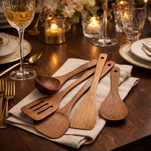 <b>Cooking</b> Spoon Set | Eco-Friendly <b>Wooden</b> Kitchen <b>Utensils</b> | Heat Resistant Wood Spoon Spatula Set | Wholesale & Custom Logo - Product Image 3