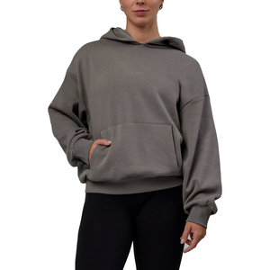 Sudadera con Capucha Extra Grande para Mujer, de Color Sólido, Hombros Caídos, Manga Larga, de Algodón, Fabricante - Product Image 3