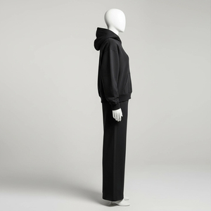 Survêtement décontracté 100 % coton, streetwear et sportswear, vente en gros, personnalisé, pour homme, avec sweat à capuche oversize et pantalon baggy épais - Product Image 3