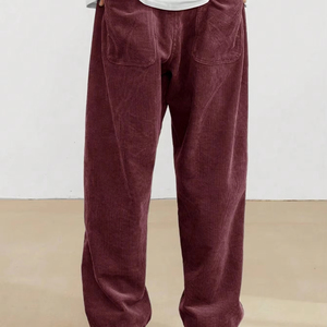 Pantalon de jogging ample et évasé en velours côtelé pour homme, avec logo personnalisé, taille mi-haute, décontracté, automne-hiver - Product Image 6