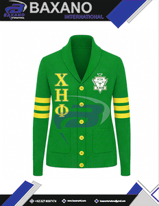 เสื้อคาร์ดิแกนไหมพรมปักลายสีเขียวและเหลืองของชมรมหญิงสาวชื่อชีเอต้าฟี พร้อมแถบสีเหลือง เสื้อสเวตเตอร์ CEP Apparel สำหรับผู้หญิง - Product Image 4