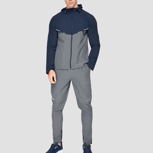 Men's Color Blocking Tracksuit Full <b>Zip</b> <b>Hooded</b> Sporty Style With Side Pockets Autumn Wear Regular Fit Spandex Polyester - Product Image 1