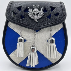 Sporran Escocés Semi-Formal con Diseño Saltire |   Kilt Escocés Sporran |   Kilt Gótico Sporran con Cinturón de Cadena - Product Image 1