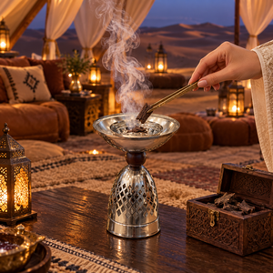 Metalwork Wood Accent Bakhoor Burner | Stainless Steel Arabic Oud Incense Holder Islamic <b>Home</b> Decor Ramadan Eid <b>Gift</b> Luxury <b>Gift</b> - Product Image 4