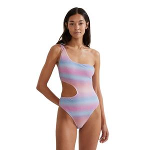 ชุดว่ายน้ำผู้หญิงแบบขายส่ง เซ็กซี่ ใส่ได้ทุกฤดู ไหล่เดียว คอวี กระชับสัดส่วน พิมพ์ลายด้วยความร้อน ทรงเข้ารูป - Product Image 5