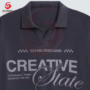 Polo à manches courtes gris foncé pour homme Creative State, imprimé par transfert thermique, décontracté, respirant, tricoté, avec logo sur le devant - Product Image 6