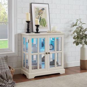 Vitrine LED avec design rétro, étagères réglables et portes grillagées de qualité, buffet antique - Product Image 3