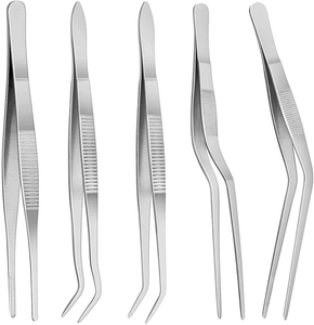 5Pcs <b>Stainless</b> <b>Steel</b> Cooking Tweezers Curved <b>Kitchen</b> Tongs for Food Garnishing Baking Decorating <b>Utensils</b> Dishwasher Safe - Product Image 5