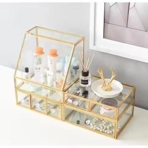Luxury Metal & Glass Jewelry <b>Box</b> Premium <b>Trinket</b> Storage Organizer for Rings Earrings Necklace Bracelet Bedroom Decor - Product Image 3