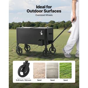 Carrito Nevera Rodante de 80 Cuartos con Asa Telescópica de 2 Etapas, 2 Ruedas Giratorias y Mesa Portátil para Playa, Patio, Fiestas y Bar - Product Image 4