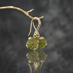 Raw Quartz <b>Dangle</b> Wire <b>Earrings</b> <b>Gold</b> Plated Prong Set Gemstone Jewelry Minimalist Women's - Product Image 4