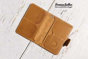 Porta Pasaportes de Cuero Genuino con Costuras Finas, Cierre Abierto, Cartera de Viaje Corta Personalizada, Funda con Bloqueo RFID, Estilo Retro PTH-0155 - Product Image 4