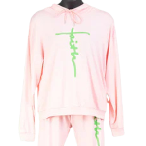 Conjunto de Sudadera con Capucha y Pantalones Deportivos AKA Faith para Mujer, Sudadera con Capucha Rosa, Pantalones Deportivos, Ropa Informal para Estar en Casa, Rosa Verde - Product Image 5