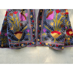 Women's Embroidered Suzani Bomber <b>Jacket</b> Floral <b>Pattern</b> Cotton Blend Short Sleeve Vintage Boho Outerwear New Velvet gift for her - Product Image 5
