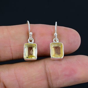 Citrine Earrings Sterling <b>Silver</b> Earrings Women Jewelry Handmade Earrings Gift For Her Elegant Jewelry Fashion Accessories - Product Image 2