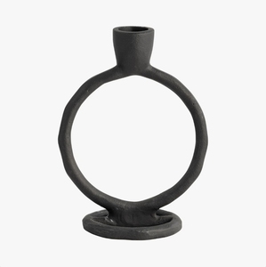 Porte-bougie conique moderne en métal noir, bougeoir minimaliste en boucle circulaire pour décoration d'intérieur contemporaine, centre de table - Product Image 3