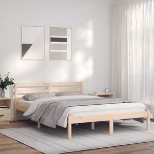 Base de Cama de Madera de Pino Sólido 82.09 X 62.01 X 27.36 Pulgadas, Categoría de Productos de Camas de Madera Natural - Product Image 1