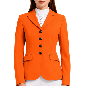 Chaqueta Ecuestre Naranja Brillante para Mujer, Blazer Elegante para Montar a Caballo, Chaqueta Clásica para Competencia Hípica, Personalizable OEM al por Mayor - Product Image 2