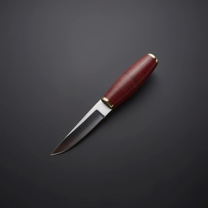 Couteau de chasse/découpe de viande en acier Damas fait main, lame fixe, manche en Micarta, étui en cuir, OEM, multifonctionnel, vente en gros - Product Image 2