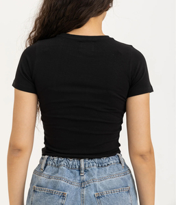 Camiseta Corta de Mujer, Manga Corta, Corte Ajustado, Cuello Redondo, Informal, 100% Algodón Jersey, para Todas las Temporadas - Product Image 2