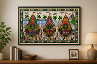 Peinture traditionnelle artisanale Pattachitra, forme rectangulaire, occasion Jagannath Rath Yatra, décoration murale pour salon intérieur