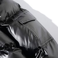 Blouson matelassé noir à capuche pour homme, imperméable, avec fermeture éclair, logo frontal, décontracté, hiver, coupe régulière, en polyester