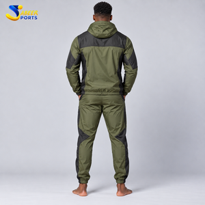 ABEER SPORTS Chándal Cortavientos para Hombre con Capucha, Diseño Deportivo con Bloques de Color, Bolsillos Laterales, Poliéster, Ropa de Otoño - Product Image 3