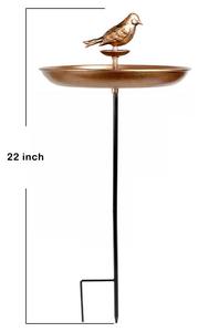 Baño para Pájaros Multiusos con Estaca, Comedero de Metal Cobre Antiguo con Adorno de Mariposa y Pájaro, Decoración para Patio, Terraza y Barandilla - Product Image 2