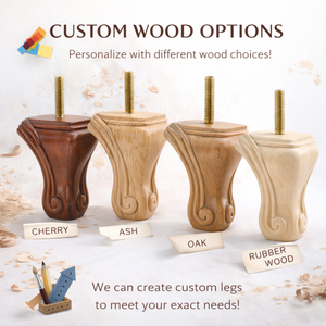 Premium Handcrafted Solid Wood <b>Furniture</b> Legs Antique Scroll <b>Bun</b> <b>Feet</b> Replacement with Mounting Hardware Kit <b>for</b> Sofa and Couch - Product Image 6