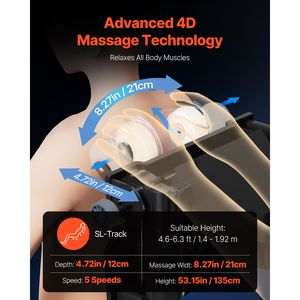 Poltrona Massaggiante 4D a Gravità Zero con Tracciato SL, Yoga Stretch, Controllo Vocale AI, Riscaldamento, Rullo per Piedi, Gambe Retrattili in Materiale PU - Product Image 5