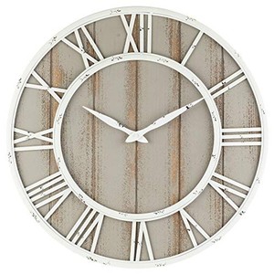 Mango Wood Rustic Farmhouse Wall <b>Clock</b> with Wrought Iron <b>Hands</b> Wholesale - Product Image 1