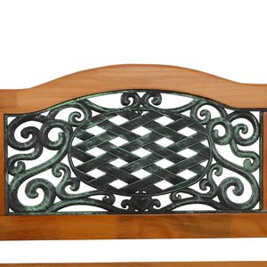 Modern 49\" Outdoor Patio Park <b>Bench</b> Solid <b>Wood</b> with Cast Iron Frame for Garden Hotels Schools Malls - Product Image 4