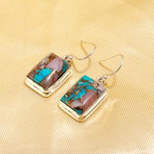 Pink Spiny Oyster Turquoise Gemstone Silver Plated 925 Sterling Silver Designer Hook <b>Handmade</b> <b>Earring</b> Jewelry Gift Anniversary - Product Image 3