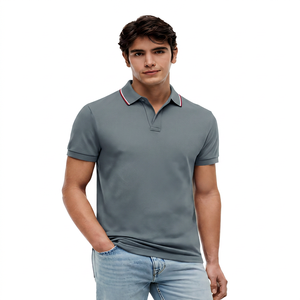 Polo à manches courtes pour homme, noir, couleur unie, coton Oxford, décontracté, respirant, coupe classique - Product Image 5