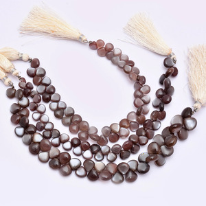 Perles de pierre de lune AAA+ 6mm-11mm, forme cœur lisse, couleur chocolat foncé, pierres précieuses naturelles pour bijoux - Product Image 4