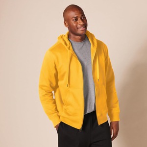 Sweat-shirt à capuche zippé pour homme, coupe classique, couleur unie, en polaire, veste décontractée avec poches, respirant, pour l'automne - Product Image 2