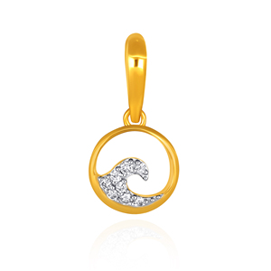 Collar con Colgante de Diamantes Cultivados en Laboratorio, Diseño de Onda Curva en Tono Dorado de Lujo, Brillante, para Mujer - Product Image 1