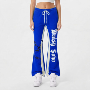 High Waist Elastic Casual Sweatpants Solid Pattern Customized Color <b>women's</b> pants Flared Sweatpants Cotton for <b>Women</b> - Product Image 4