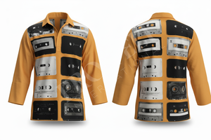 Camisa de Vestir con Diseño de Casete Personalizado Vintage, Venta al por Mayor, Camisa Casual de Manga Larga con Botones, Moderna y Elegante - Product Image 5