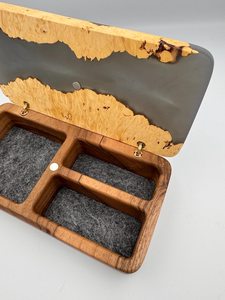 Wooden Jewelry Box With Epoxy <b>Resin</b> Inlay Gray Felt Lined Compartment Storage For Rings And Necklaces With <b>Resin</b> <b>Crafts</b> - Product Image 5