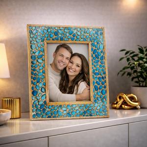 กรอบรูปเรซิ่นทำมือสุดหรู พร้อมเคลือบด้วยทองคำเปลว สำหรับตกแต่งโต๊ะในห้องนั่งเล่นหรือใช้ในงานฉลองครบรอบแต่งงาน - Product Image 5